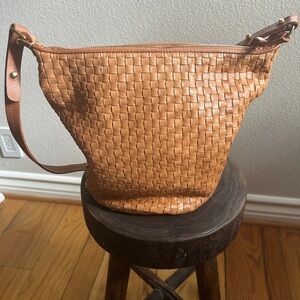 Clare V Petite Jeanne woven leather Shoulder Bag